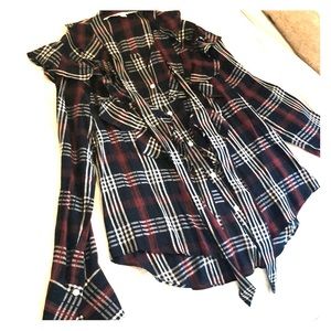 Veronica beard plaid shirt with tie